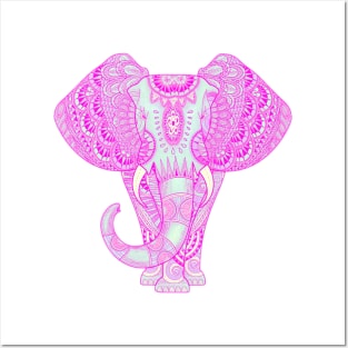 Mandala elephant pink Posters and Art